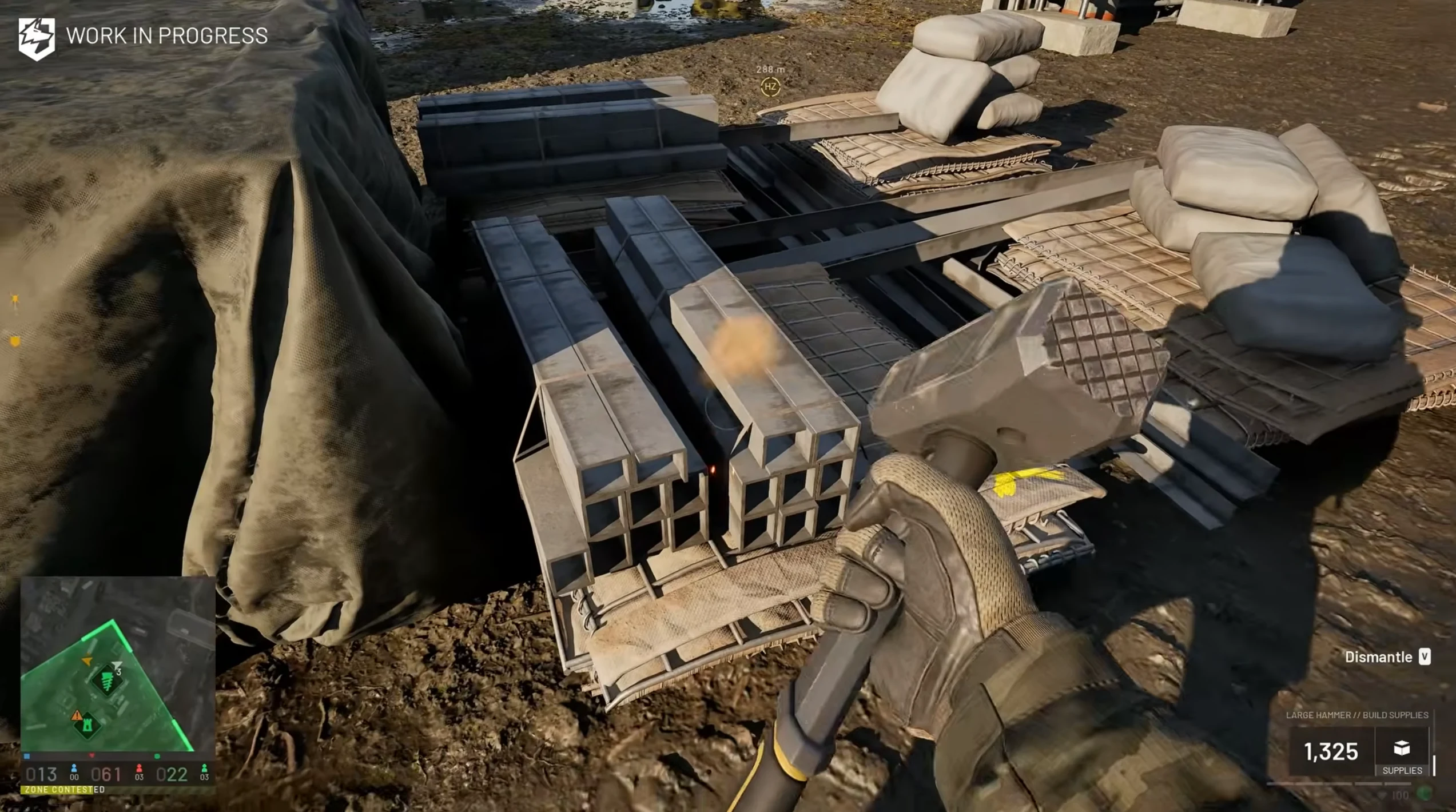 WARDOGS building supplies and dismantle prompt during construction