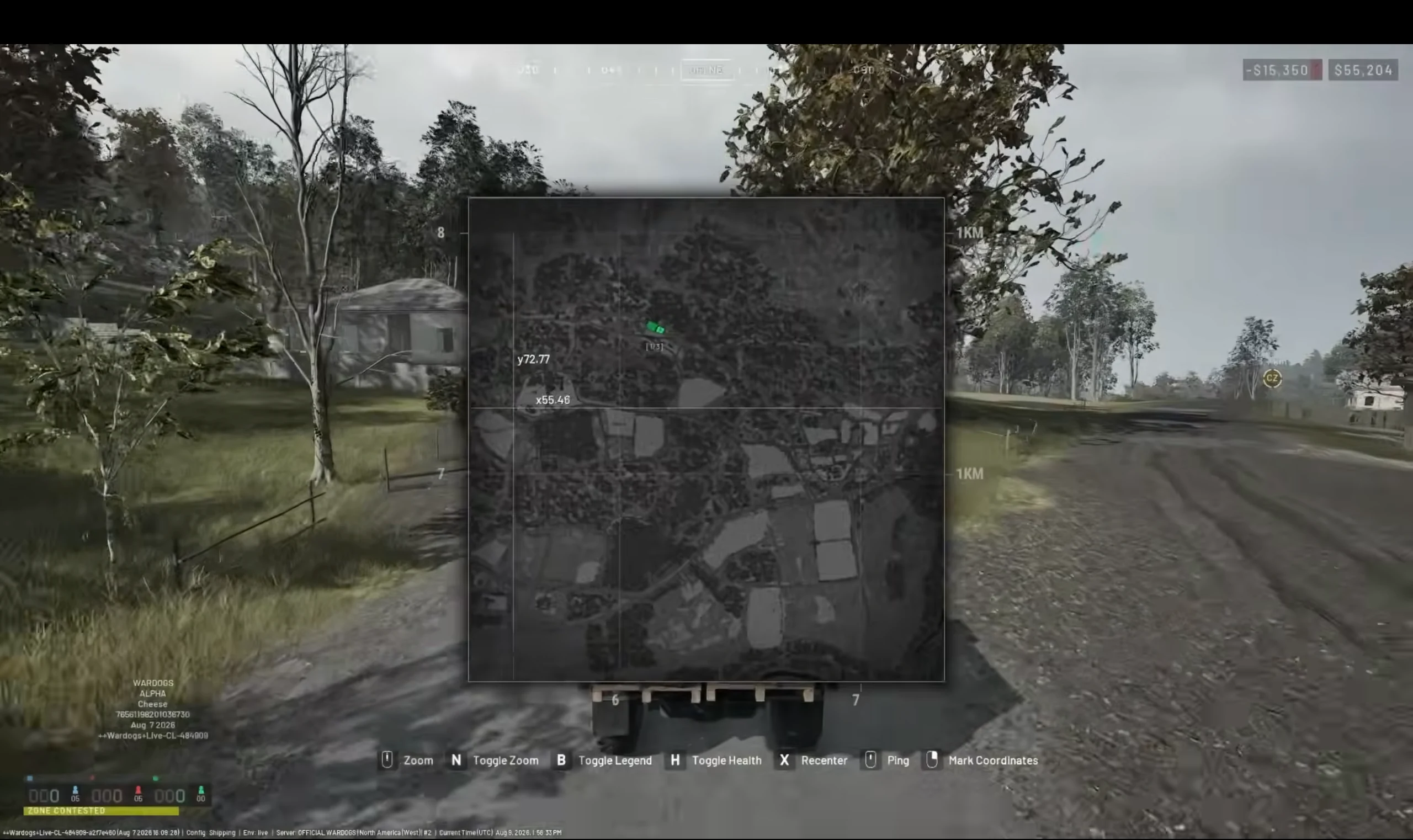 WARDOGS tactical map showing the wider battlefield and squad positions